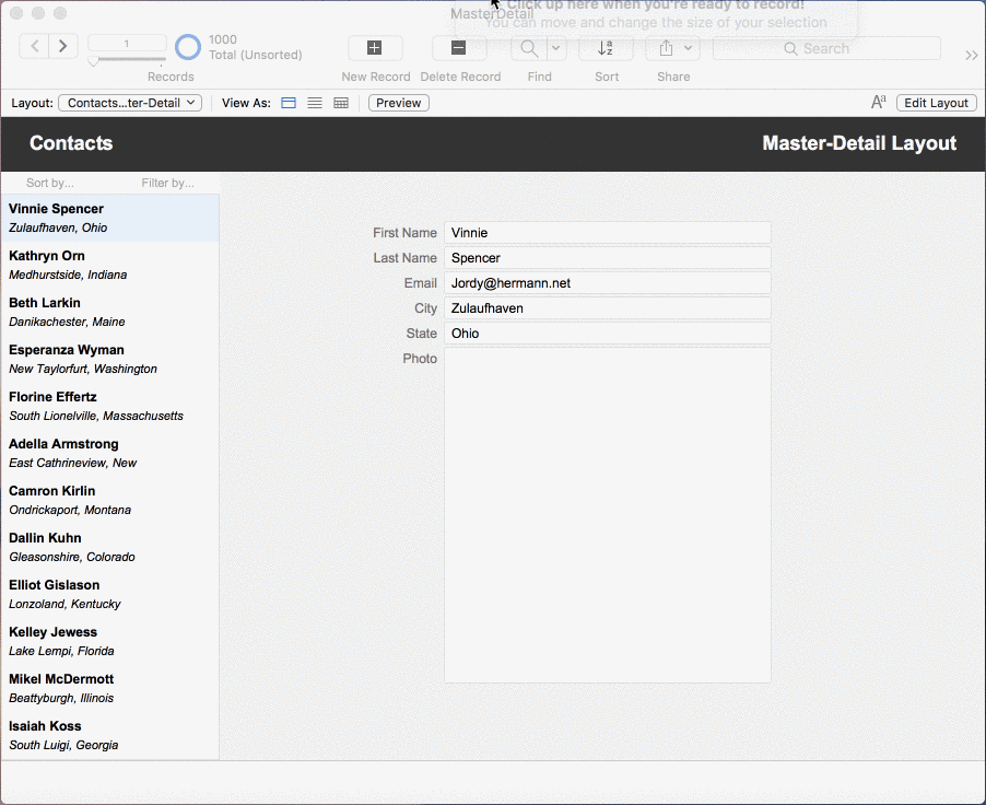 Animated GIF: Extending the master-detail UI with custom filtering and sorting